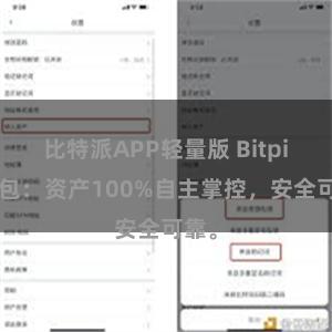 比特派APP轻量版 Bitpie钱包：资产100%自主掌控，安全可靠。