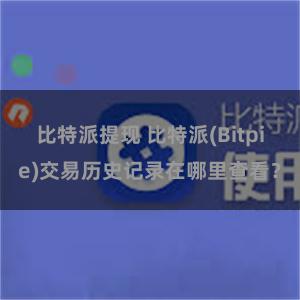 比特派提现 比特派(Bitpie)交易历史记录在哪里查看？